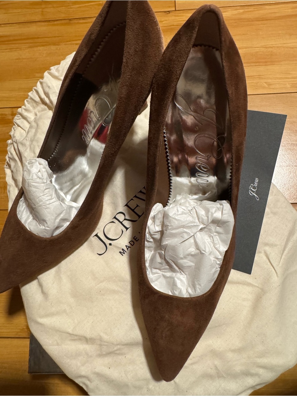 J. Crew Brown Suede Pointed Toe Pumps